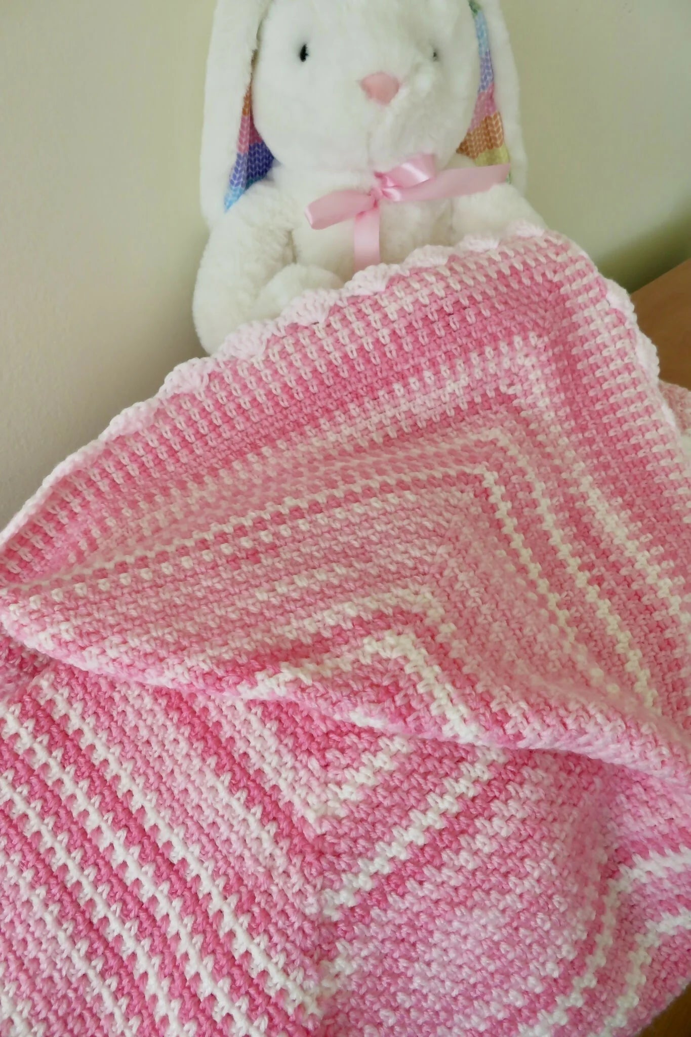 Strawberry Swirls Ice Cream Baby Blanket (Crochet)