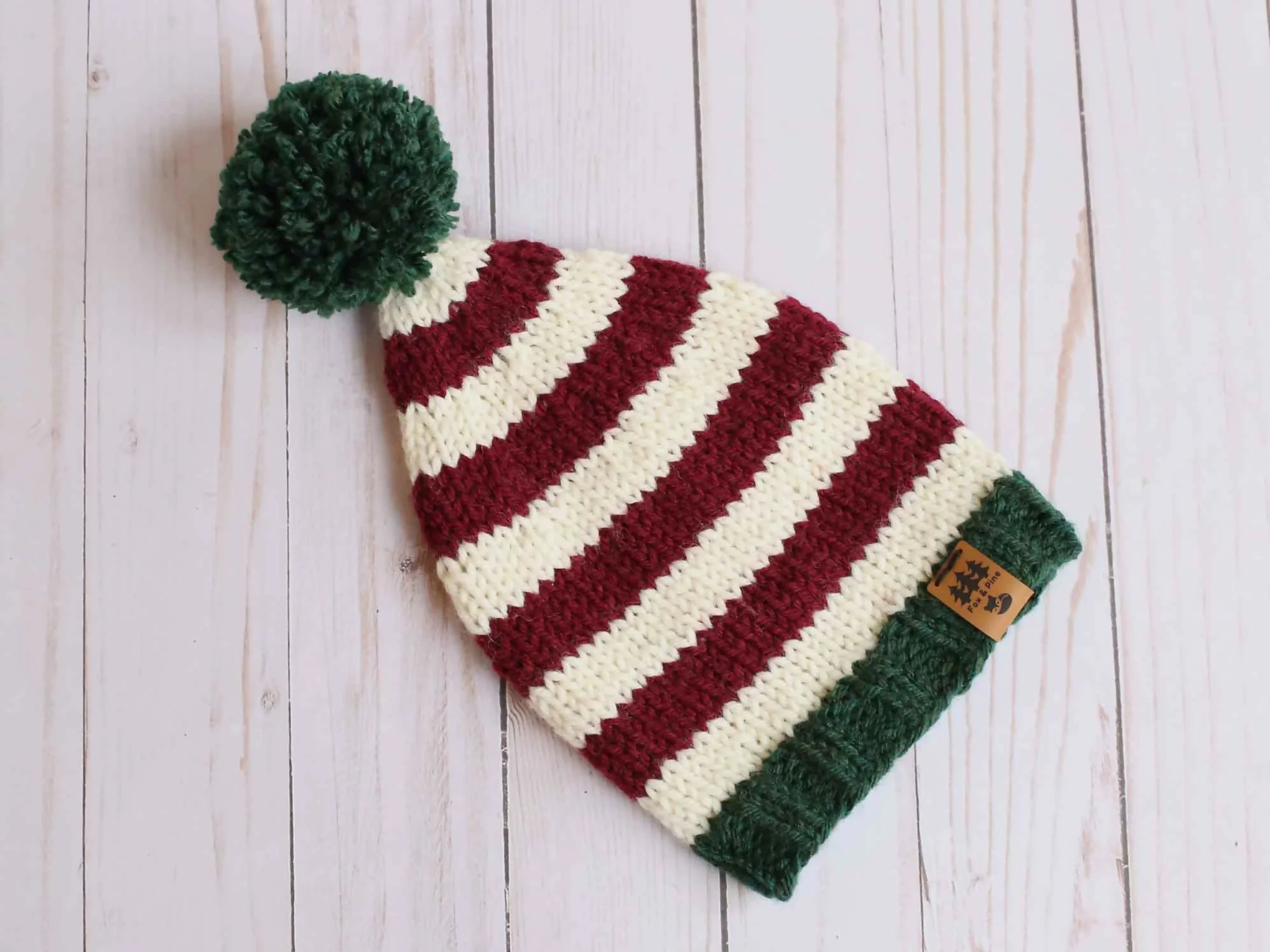 Classic Elf Stocking Cap Christmas Hat (Knit)