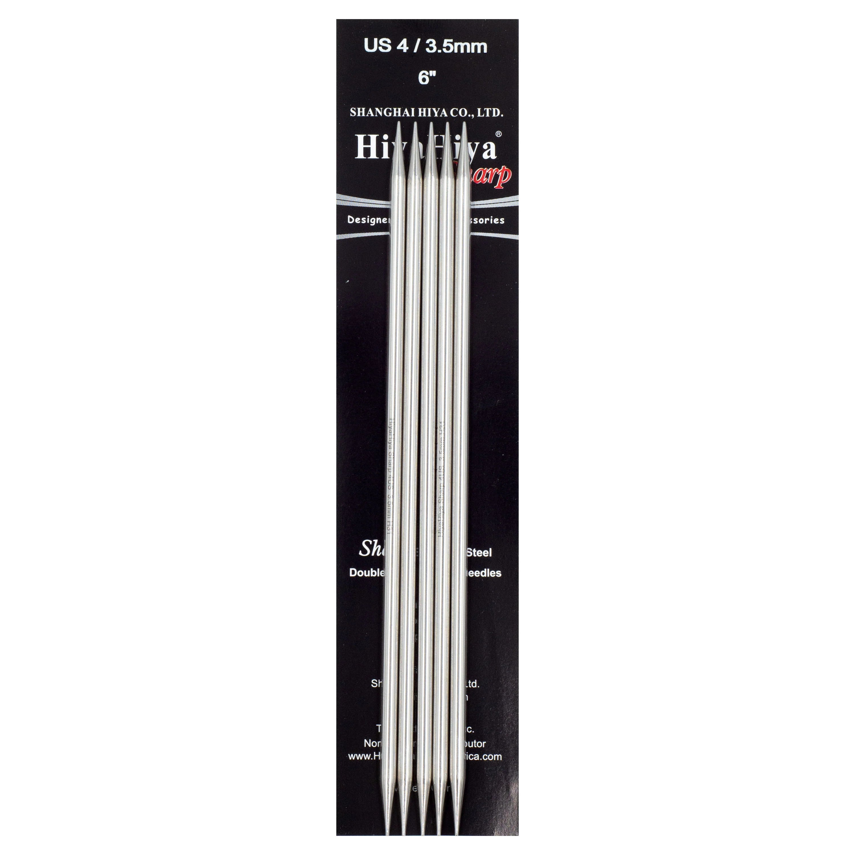 HiyaHiya Stainless Steel Double Point Needles 6" (Sizes 0 to 10)