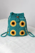 Sunflower Drawstring Backpack (Crochet)