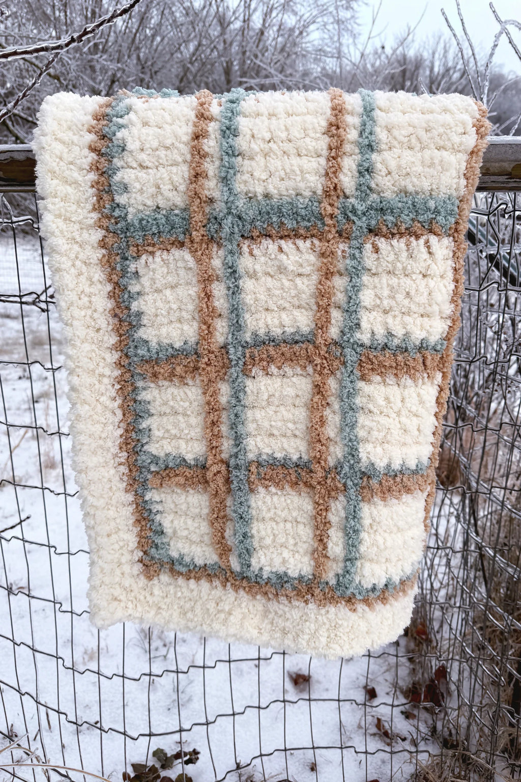 Tartan Plaid Sherpa Blanket (Crochet)