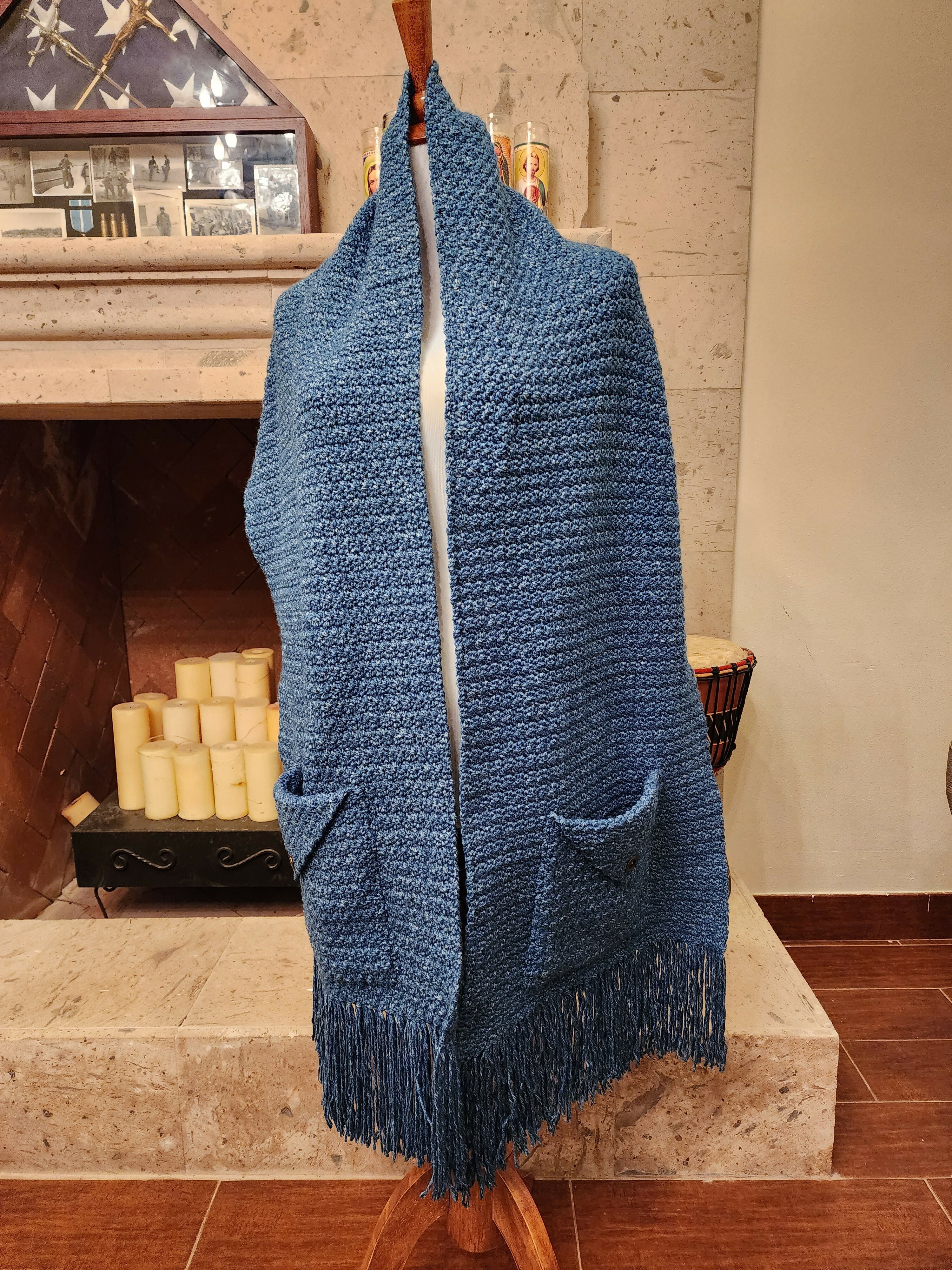 Denim Dreams Pocket Shawl (Crochet)