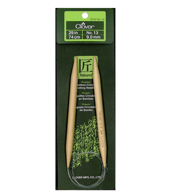 Clover Bamboo Circular Knitting Needles 29" (Sizes 3 to 15)