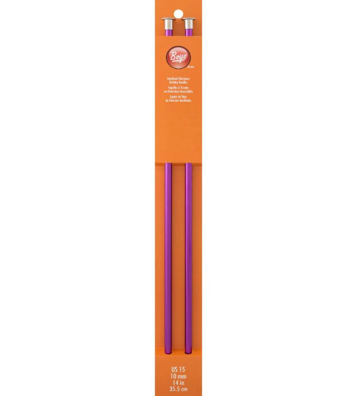 Boye Aluminum Straight Knitting Needles 14" (Sizes 11 & 15)