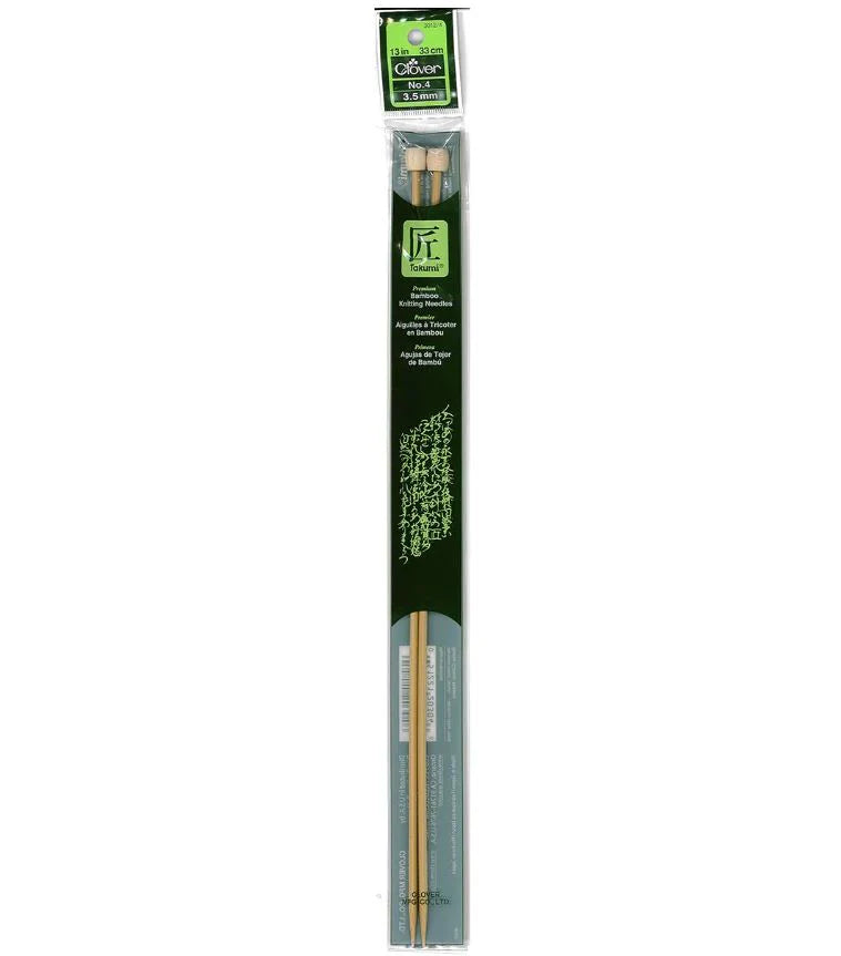 Clover Takumi Bamboo Knitting Needles 13” (Sizes 1 to 10)