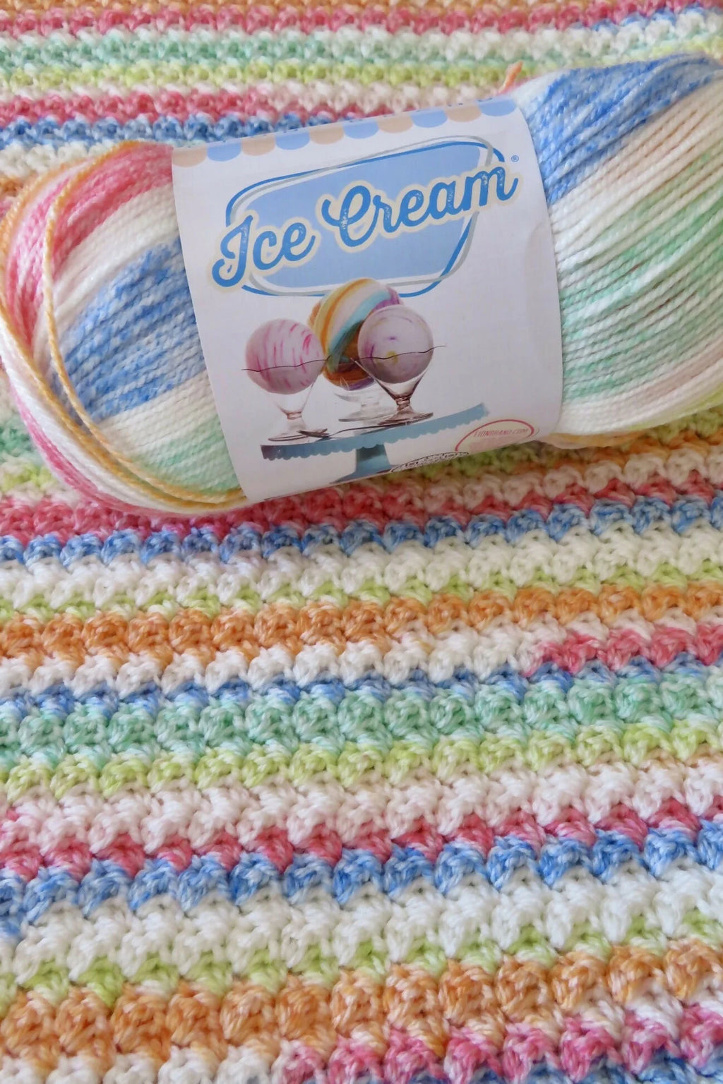 Suzette Snuggles Ice Cream Baby Blanket (Crochet)