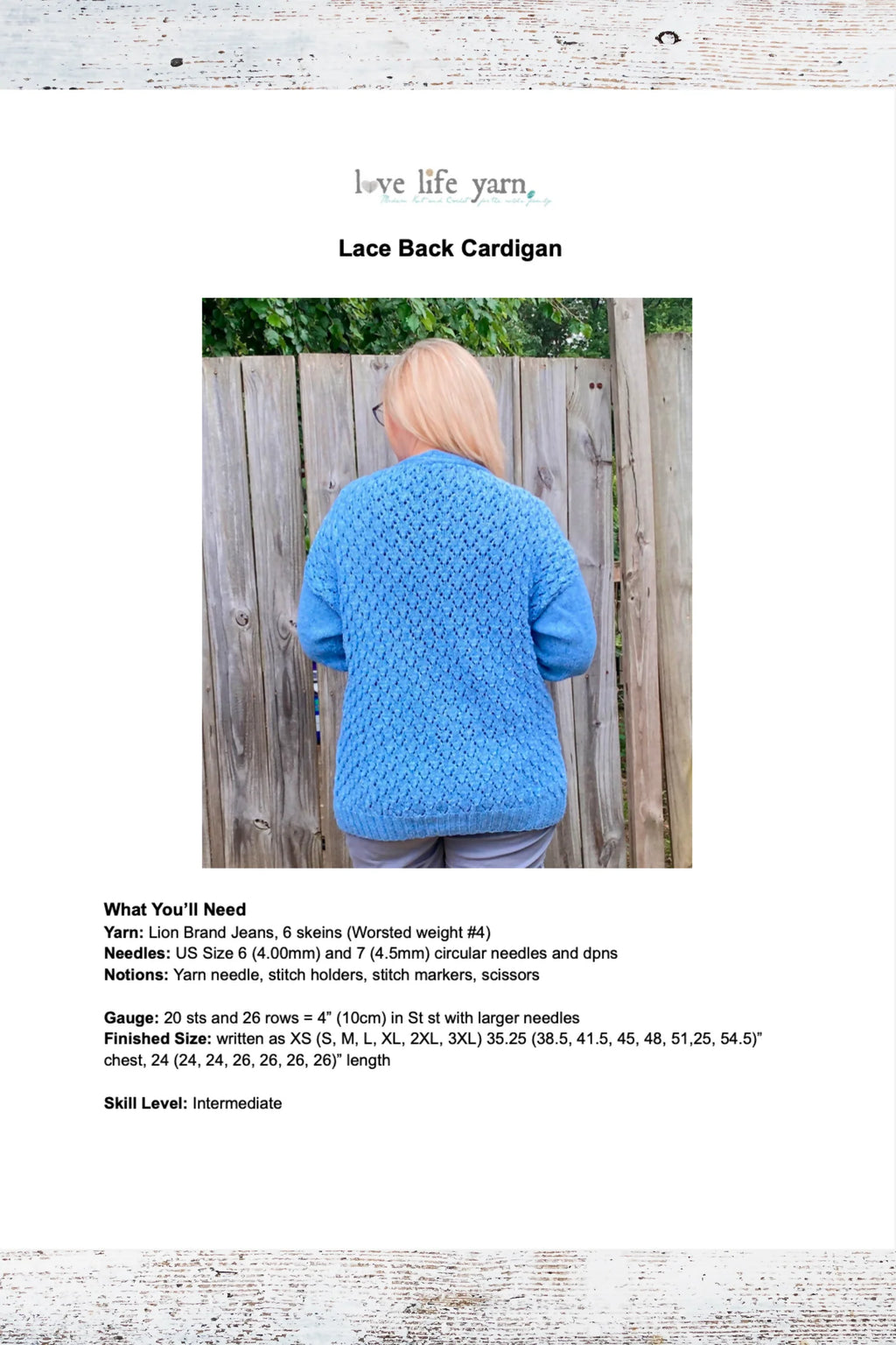 Lace Back Cardigan (Knit)