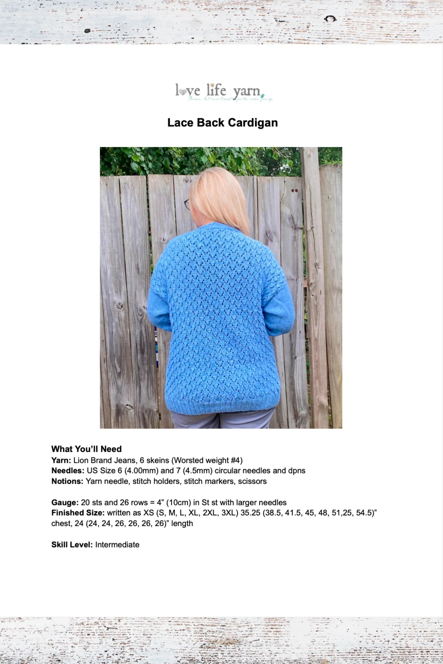 Lace Back Cardigan (Knit)
