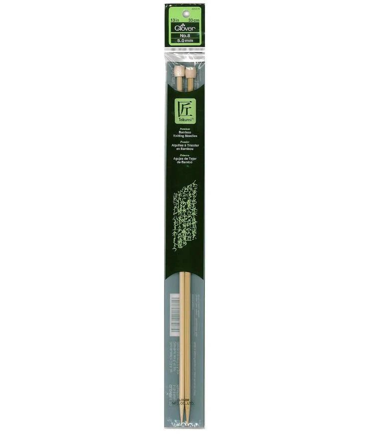 Clover Takumi Bamboo Knitting Needles 13” (Sizes 1 to 10)