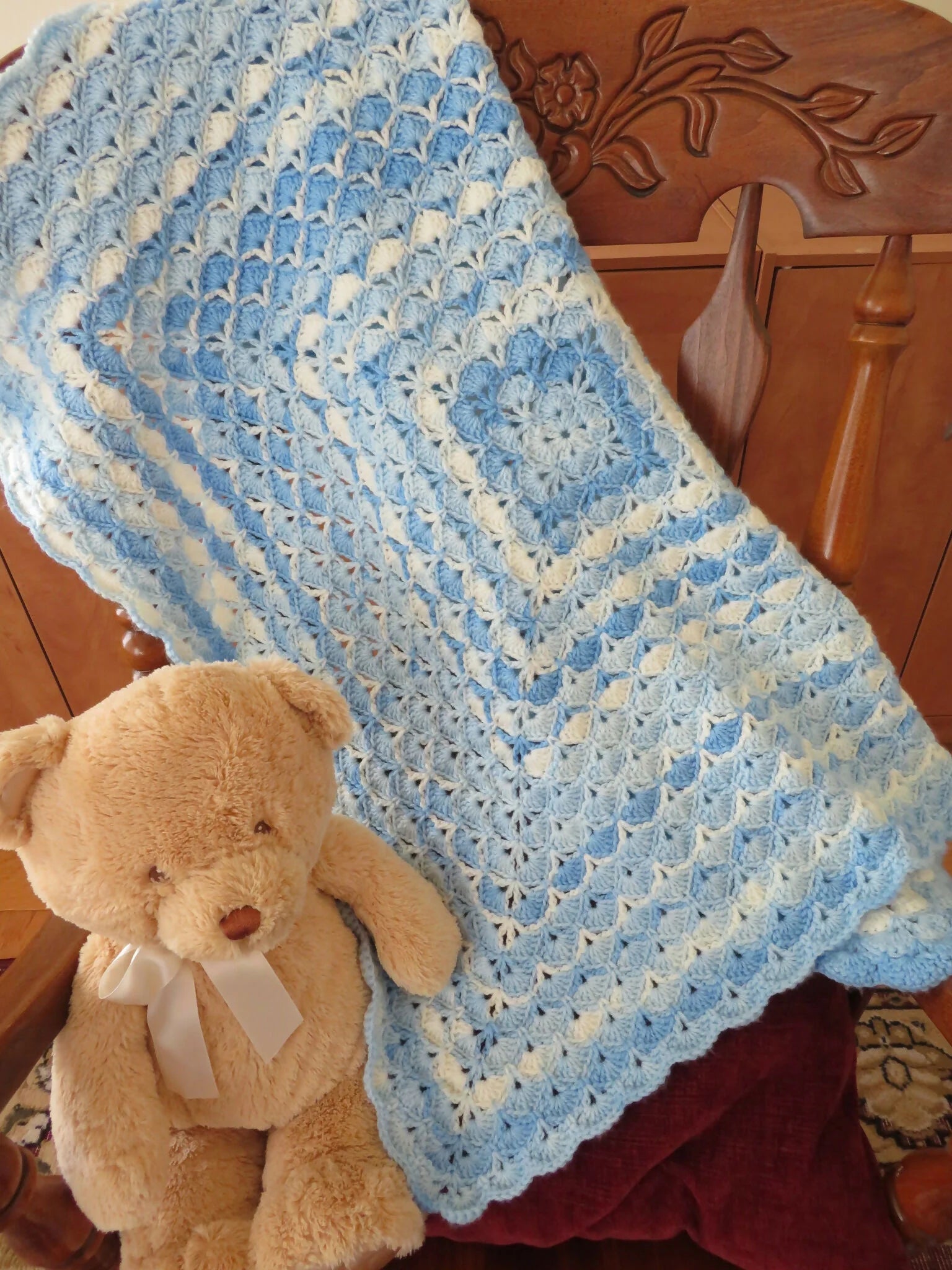 Shells and Cream Ice Cream Baby Blanket (Crochet)