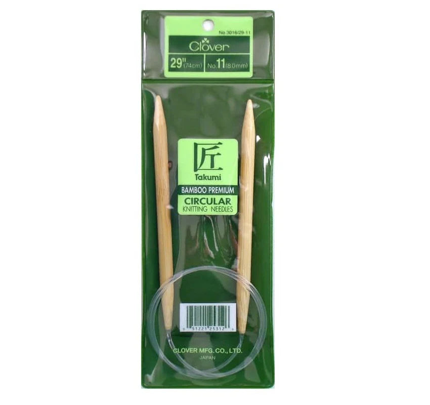 Clover Bamboo Circular Knitting Needles 29" (Sizes 3 to 15)